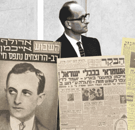 כותרות עיתונים על תפיסתו של אייכמן ותחילת משפטו